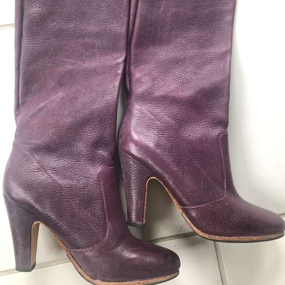 Purple leather boots - Picture 4 of 12